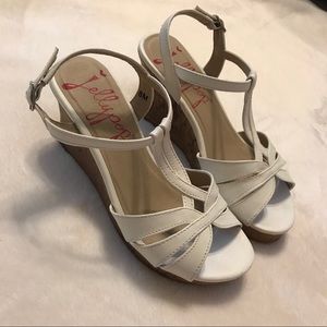 Jellypop White Strappy Wedges. Size 8.